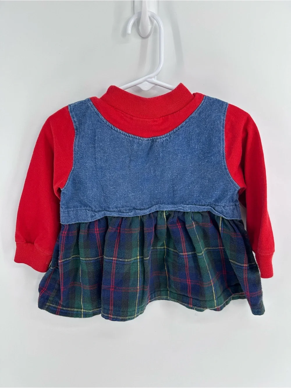 Buster Brown Vintage Babygirl Denim Shirt/Dress w/ ABC and Apple Embroidery - 2T